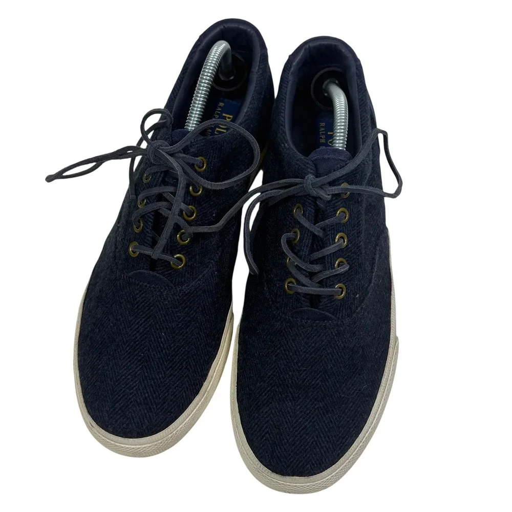 Polo Ralph‎ Lauren Vaughn Mens 10.5D Navy Wool Herringbone Suede Sneakers F17